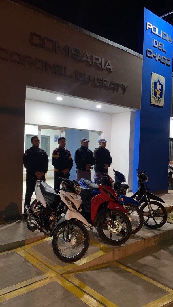 Cnel Du Graty: OPERATIVO ANTIWILERO| SECUESTRARON CUATRO MOTOCICLETAS Y DEMORARON A MENORES